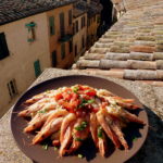 The Little Fish Market in the Wall: Shrimp with Pancetta and Puree of Chickpeas (Gamberi al Pancetta e Crema di Ceci)