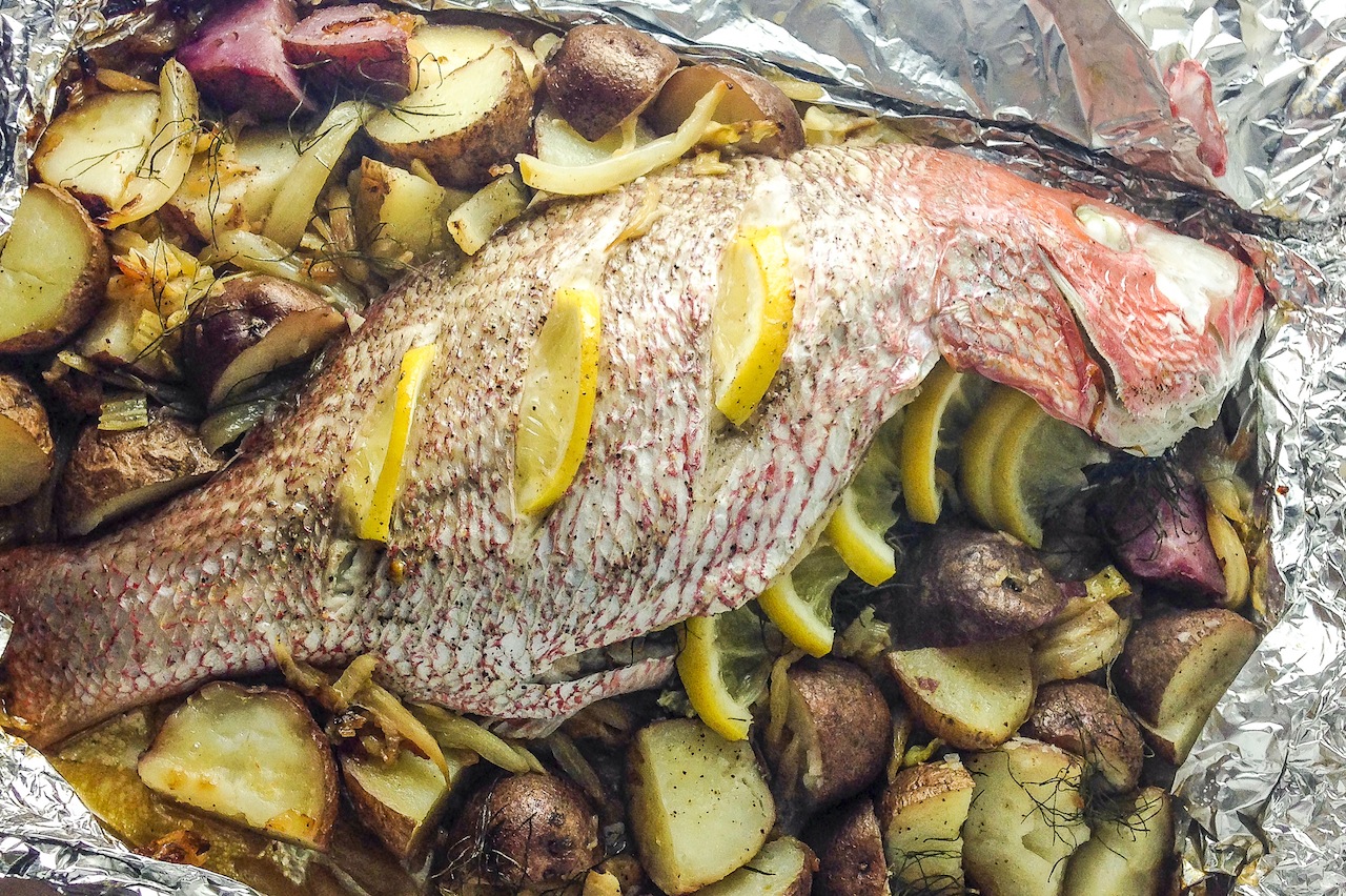 Roast Red Snapper with Fennel  Rufus' Food and Spirits Guide