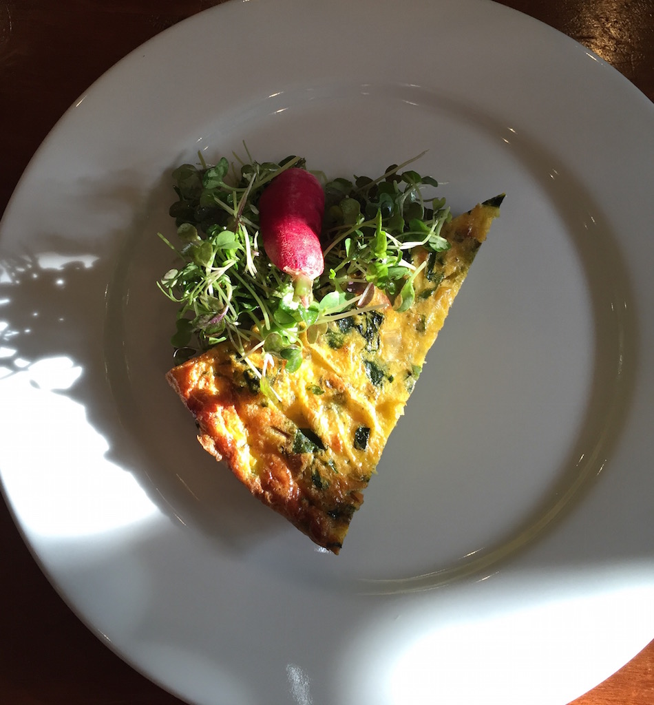 Baby red kale and leek frittata