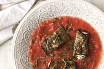 Summers’ Sultry Solstice: Eggplant Ricotta ‘Ravioli’ with Summer Tomato Sauce