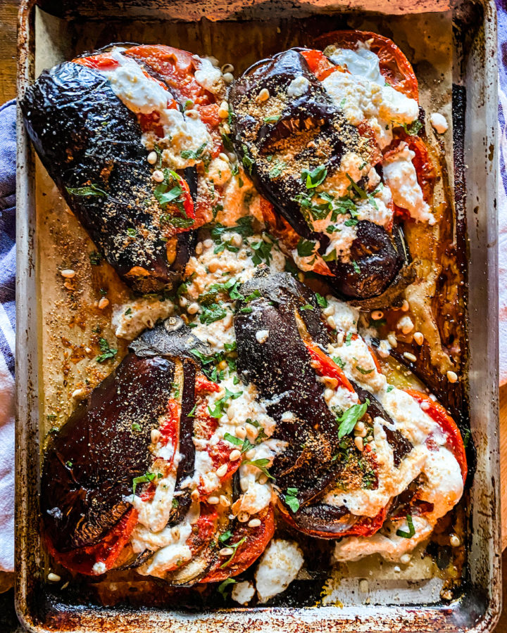 Roasted Eggplant with Tomatoes and Burrata | OurItalianTable.com