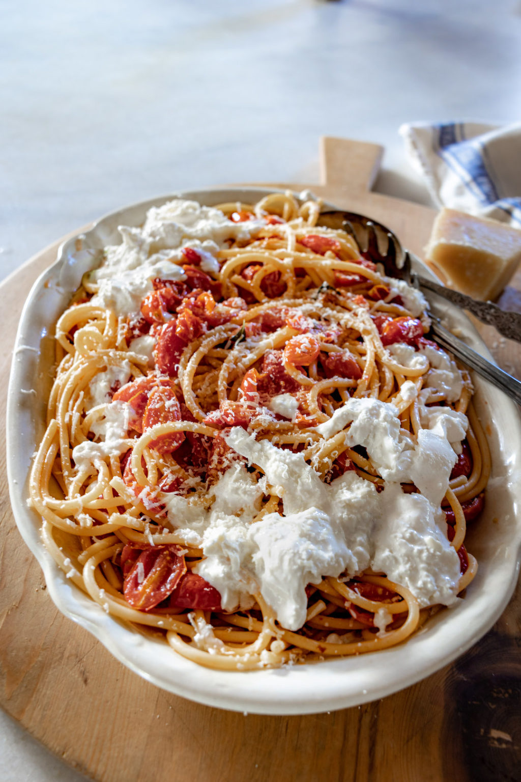 Burst Tomato Pasta with Creamy Burrata - Our Italian Table