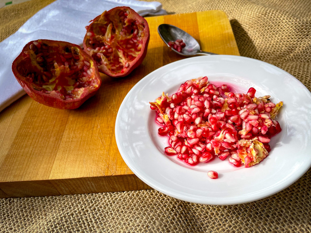 seeds removed from pomegranate
