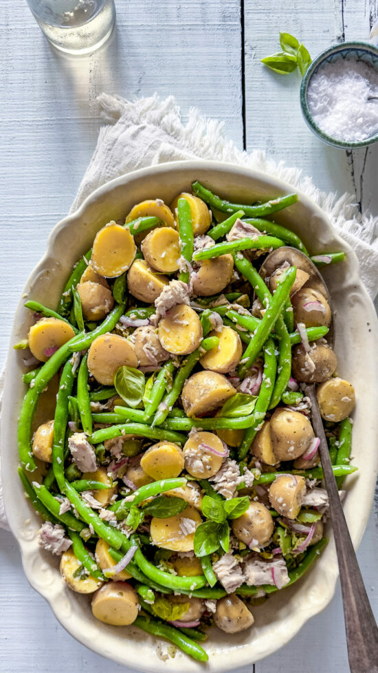 green bean and tuna salad with basil dressing Two-Bean and Tuna Salad