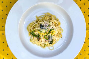 Spaghetti with Anchovies, Lemon, Mint and Pecorino Romano