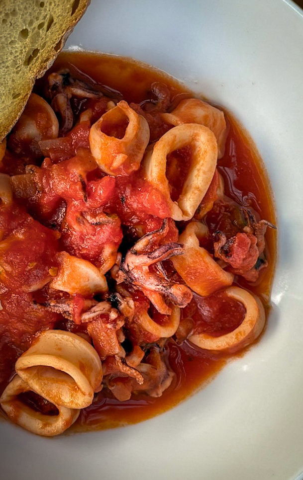 stewed squid with tomatoes and chili