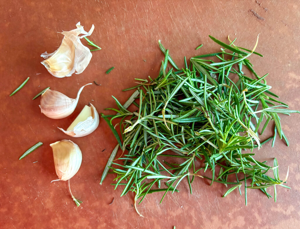 garlic and rosemary for seasoning