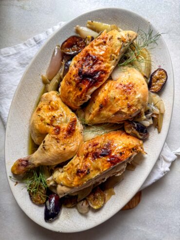 Roast Chicken with Figs, Fennel and Shallots | OurItalianTable.com